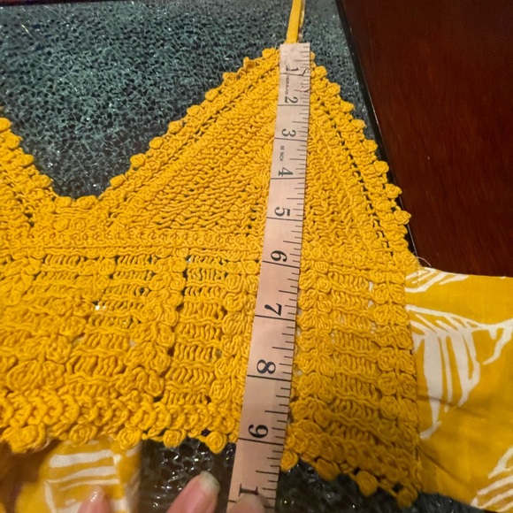 Shein Mustard Crochet Crop Top Bracelet Adjustable Leaf Design 60%Cotton Size XS - Picture 10 of 13
